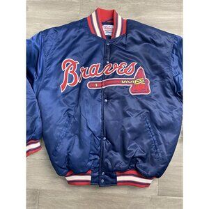 VTG 90s Atlanta Braves Starter Diamond Collection Bomber Satin Jacket Sz Xl Mint